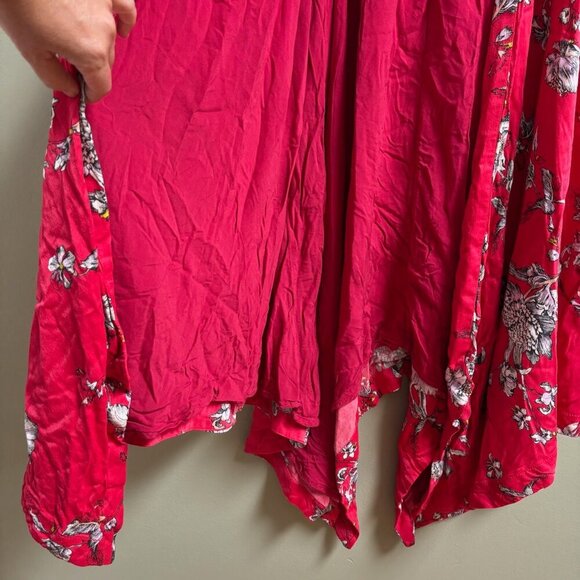 Free People Womens Kimono Size S Asymmetric Fairy Boho Oversize Midi Artsy Flowy - Picture 6 of 14
